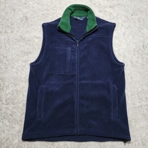 Vintage Polo Ralph Lauren Vest Men's Sz M Fleece Pony Logo Preppy Blue Green